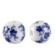 Abalorio de cerámica redondo 12mm - Blanco-azul Delfts